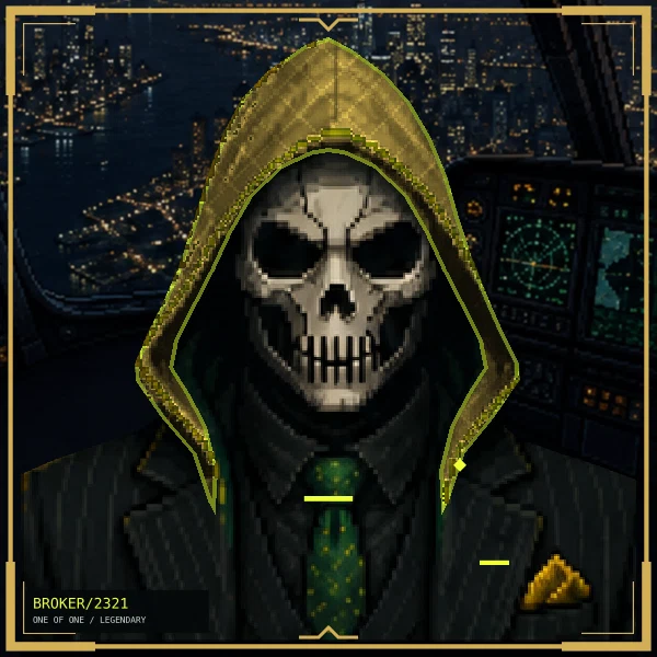 Hood Broker #2321: Skull Ledger, Legendary, Helicopter Over Manhattan